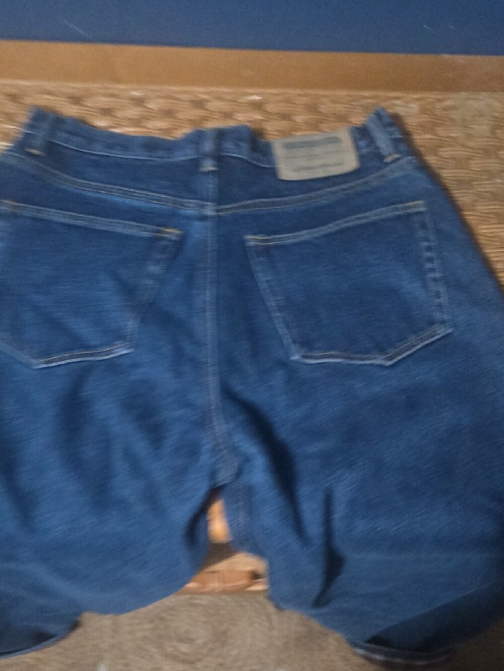 Eddie Bauer Blue Denim Jeans with Red Gray Plaid Lining - Picture 4 of 6
